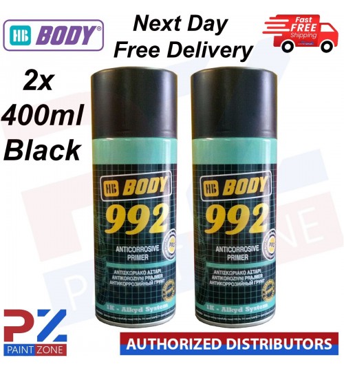 2x HB BODY 992 Anti corrosive, Anti rust primer (400ml) - BLACK Aerosol